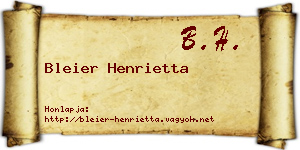 Bleier Henrietta névjegykártya